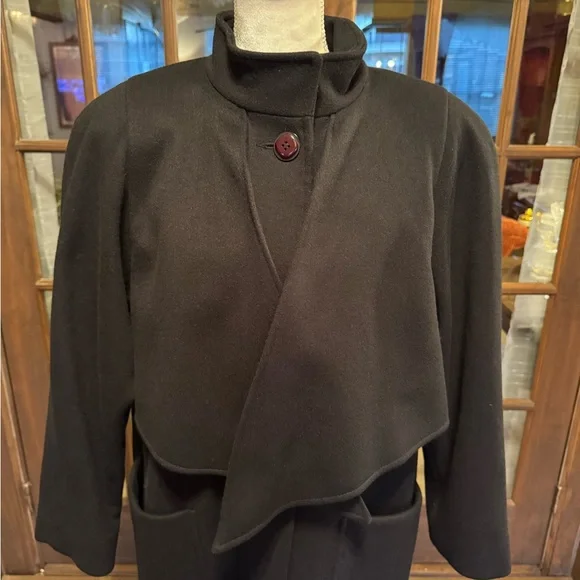 Electre Paris Vintage Black Pure Wool Long Maxi Coat See Measurements - Picture 12 of 16